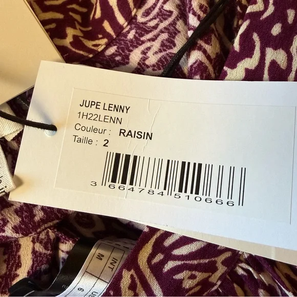 BA+SH Lenny midi-skirt asymmetrical abstract floral print MEDIUM  NWT - Picture 6 of 14